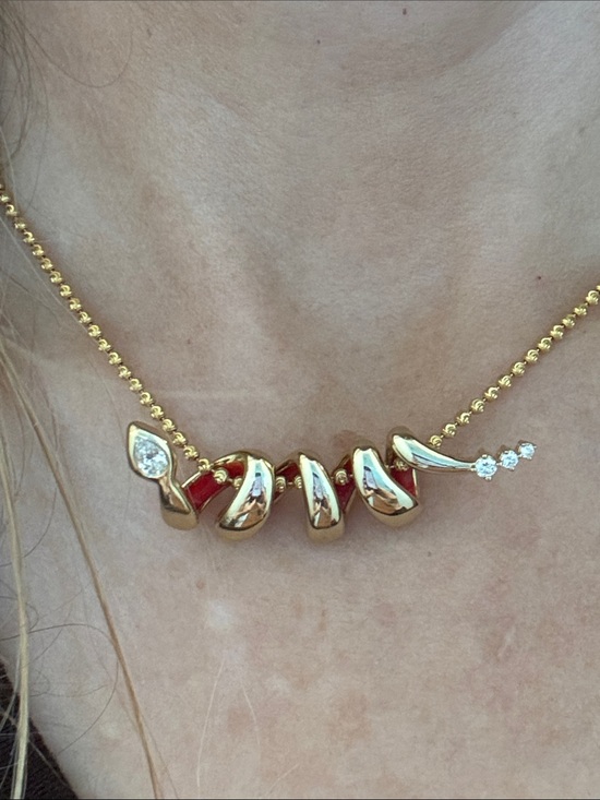Adina Reyter Jewelry - Adina Reyter 14 Karat Serpentine Necklace with Diamond Accents